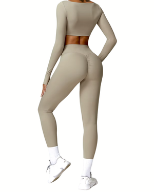 SQUARE NECK CROPPED LONG SLEEVE