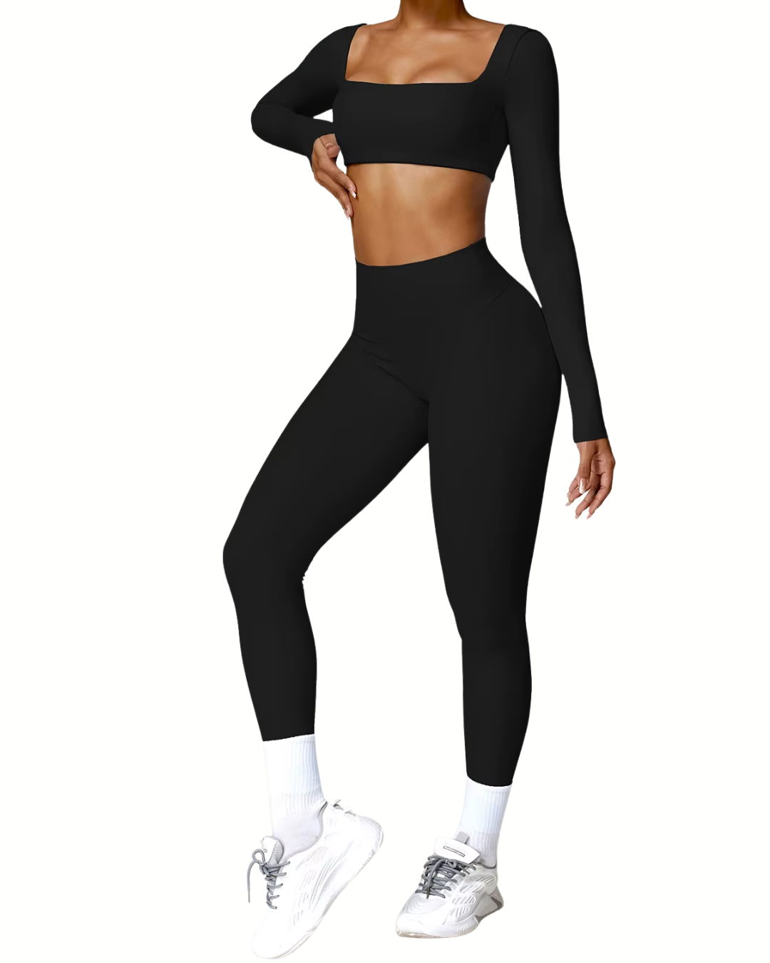 BABY GLOW - TOP + LEGGINS SET - Czarny / XS/S