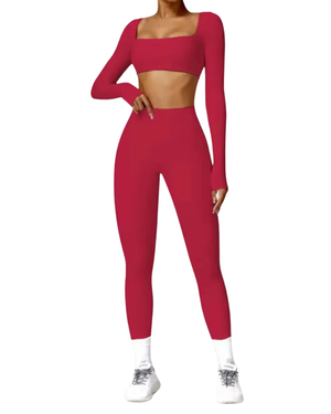 BABY GLOW - TOP + LEGGINS SET - Czerwony / XS/S