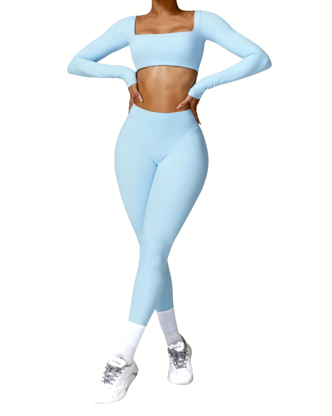 BABY GLOW - TOP + LEGGINS SET - Niebieski / XS/S